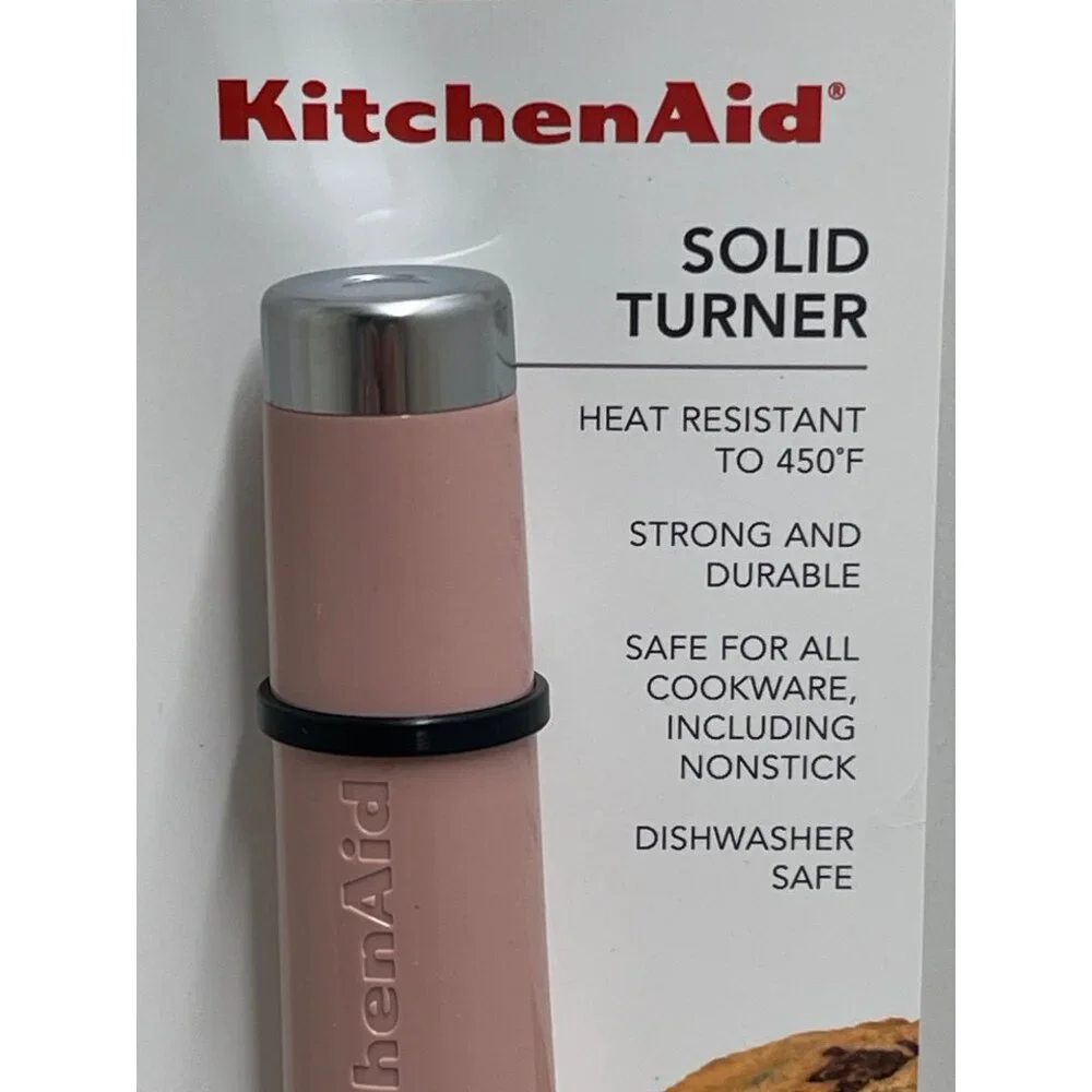 KitchenAid Pink Heat-Resistant Solid Turner With Comfortable Handle & Nonstick